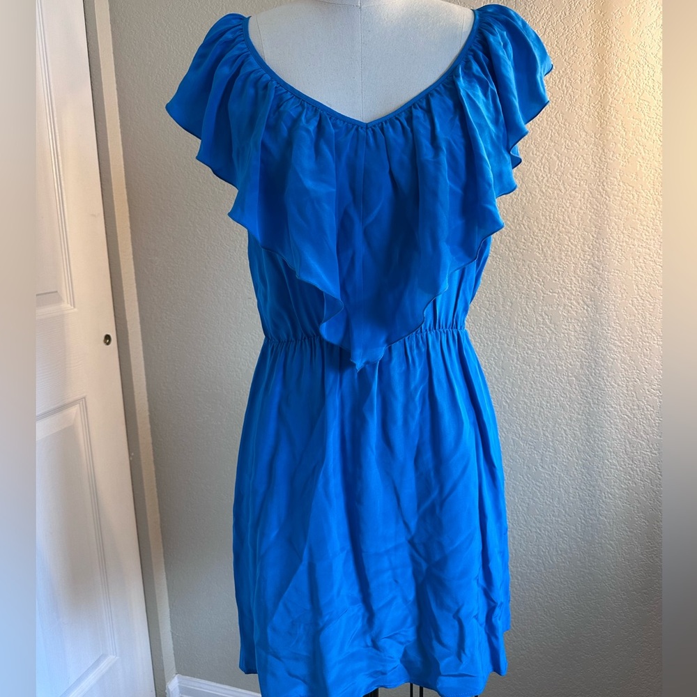 100% Silk Ruffle V-Neck Dress By A New York (Bloomingdale’s) - Size Medium